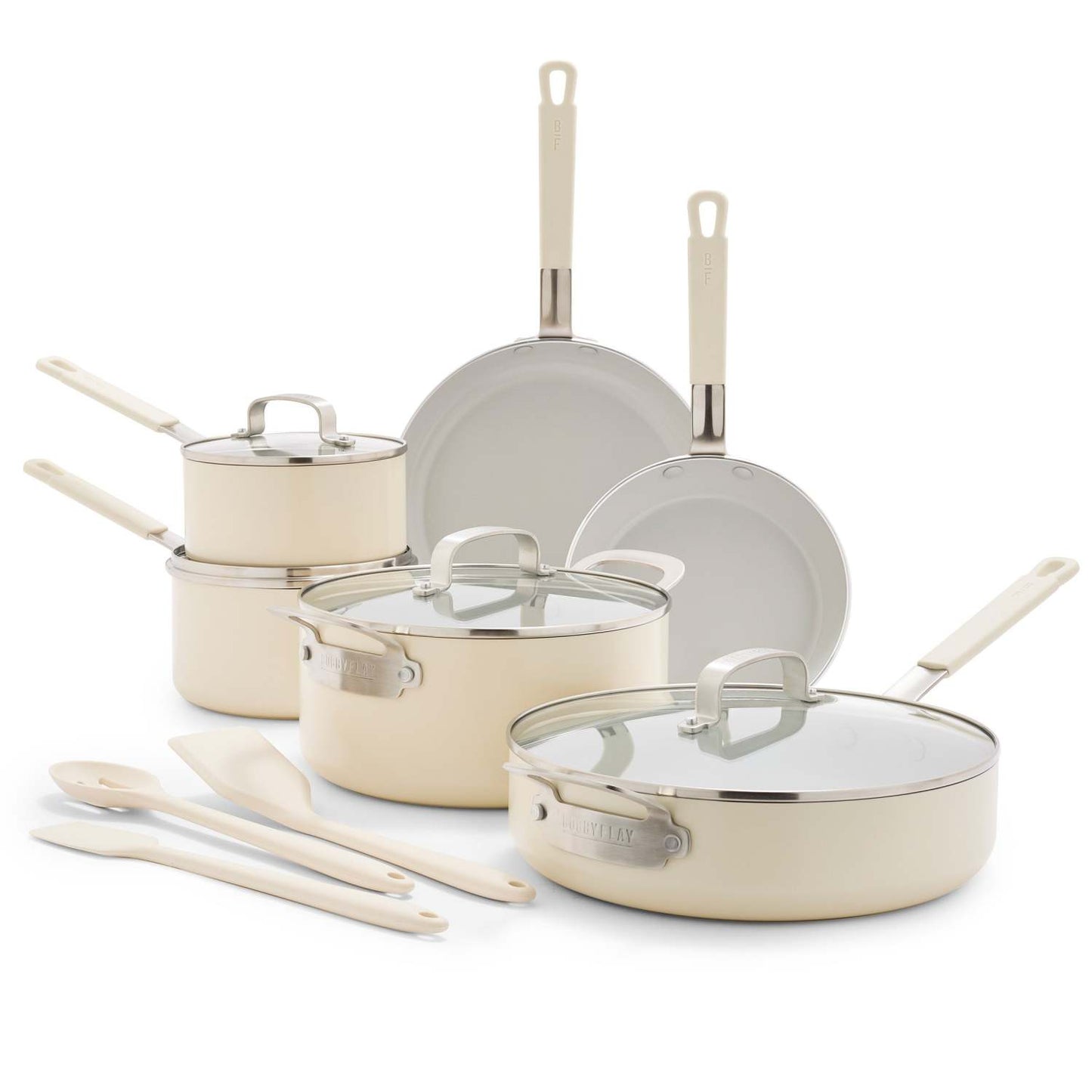 CERAMIC NONSTICK ALUMINUM 13PC COOKWARE SET CREAM