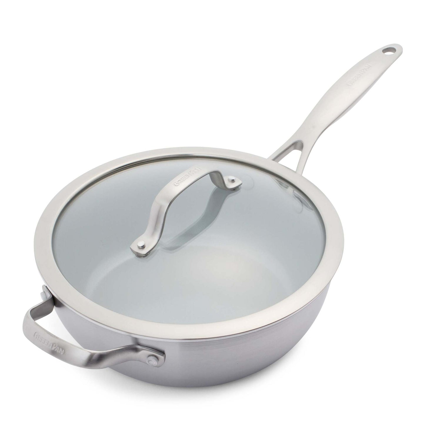 VENICE PRO 3.5QT 3-PLY STAINLESS STEEL CERAMIC NONSTICK CHEF'S PAN W/ HELPER HANDLE