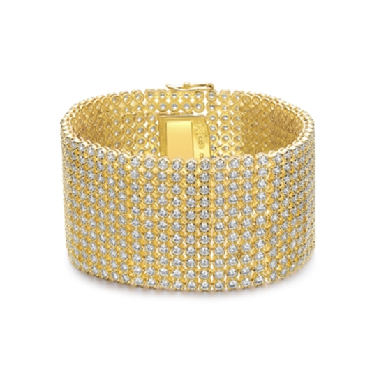 14K GOLD LUXURY STATEMENT BRACELET, GOLD, 7"