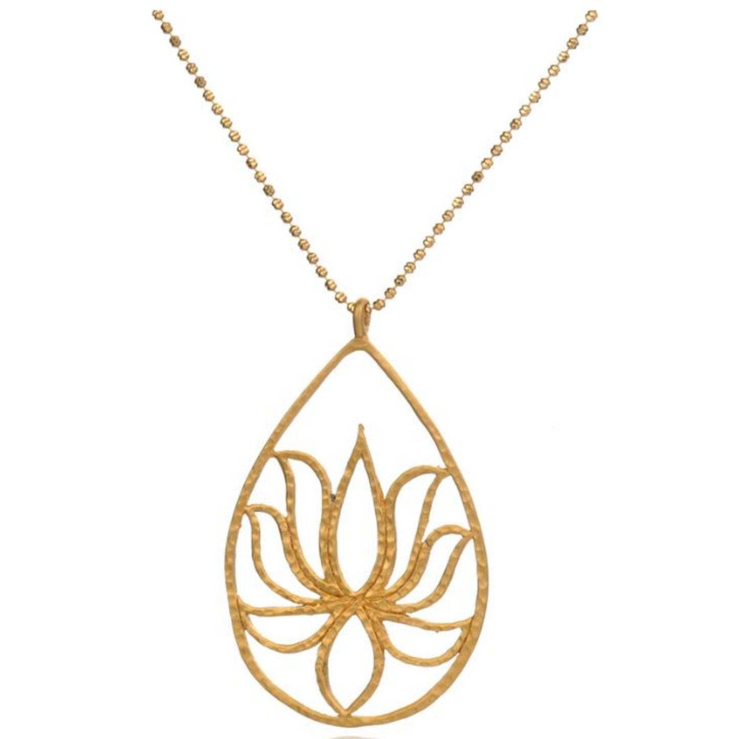 SATYA GOLD TEARDROP LOTUS 24 INCH NECKLACE