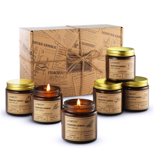 SCENTED SOY CANDLES, MULTI, 6 PIECES