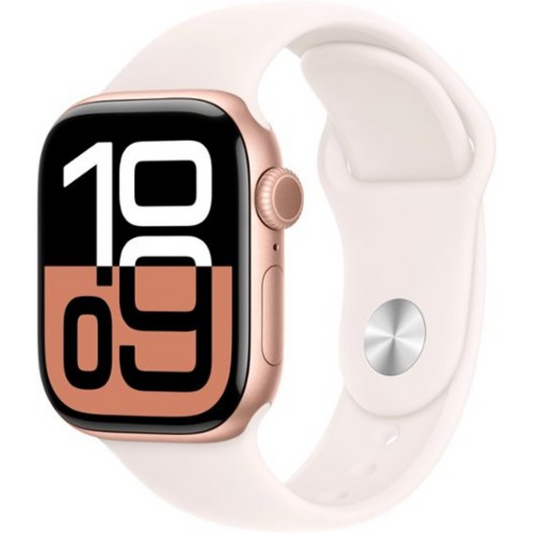 APPLE WATCH SERIES 10 (GPS) 42MM ALUMINUM CASE WITH LIGHT BLUSH SPORT BAND - M/L - ROSE GOLD - (2024)