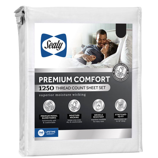 SEALY PREMIUM COMFORT SHEET SETS - WHITE - KING