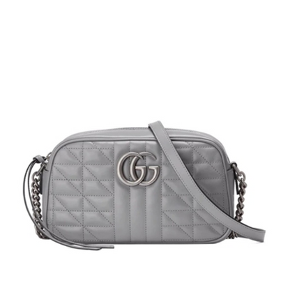 GG MARMONT SMALL SHOULDER BAG, DARK GREY/SILVER, 10X6X3