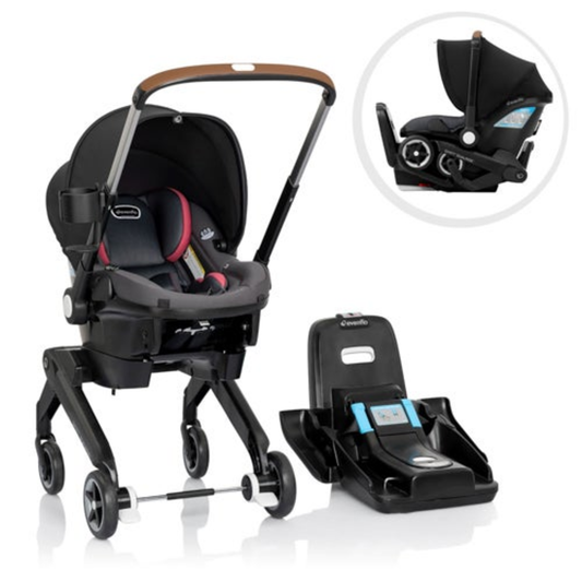 SHYFT DUALRIDE CAR SEAT & STROLLER COMBO W/ CARRYALL STORAGE BAG SYLVA PINK