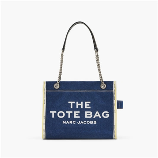 The Denim Chain Medium Tote Bag, Dark Wash