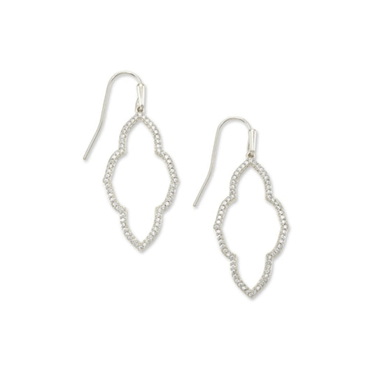 Abbie Small Open Frame Earrings, Rhodium