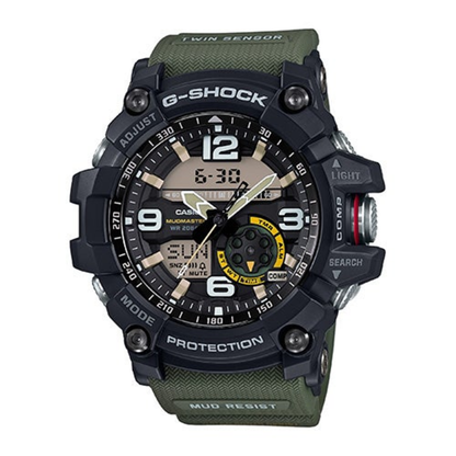 MENS MUDMASTER ANALOG/DIGITAL GREEN CLOTH BAND WATCH BLACK DIAL