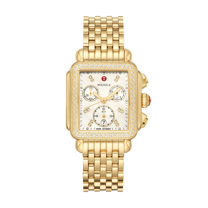 LADIES DECO 18K DIAMOND WATCH MOTHER-OF-PEARL DIAL