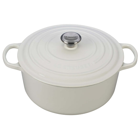 7.25QT SIGNATURE CAST IRON ROUND DUTCH OVEN WHITE