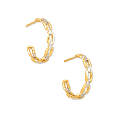 WREN HOOP EARRINGS IN MIXED METAL, 18K YELLOW GOLD VERMEIL & STERLING SILVER