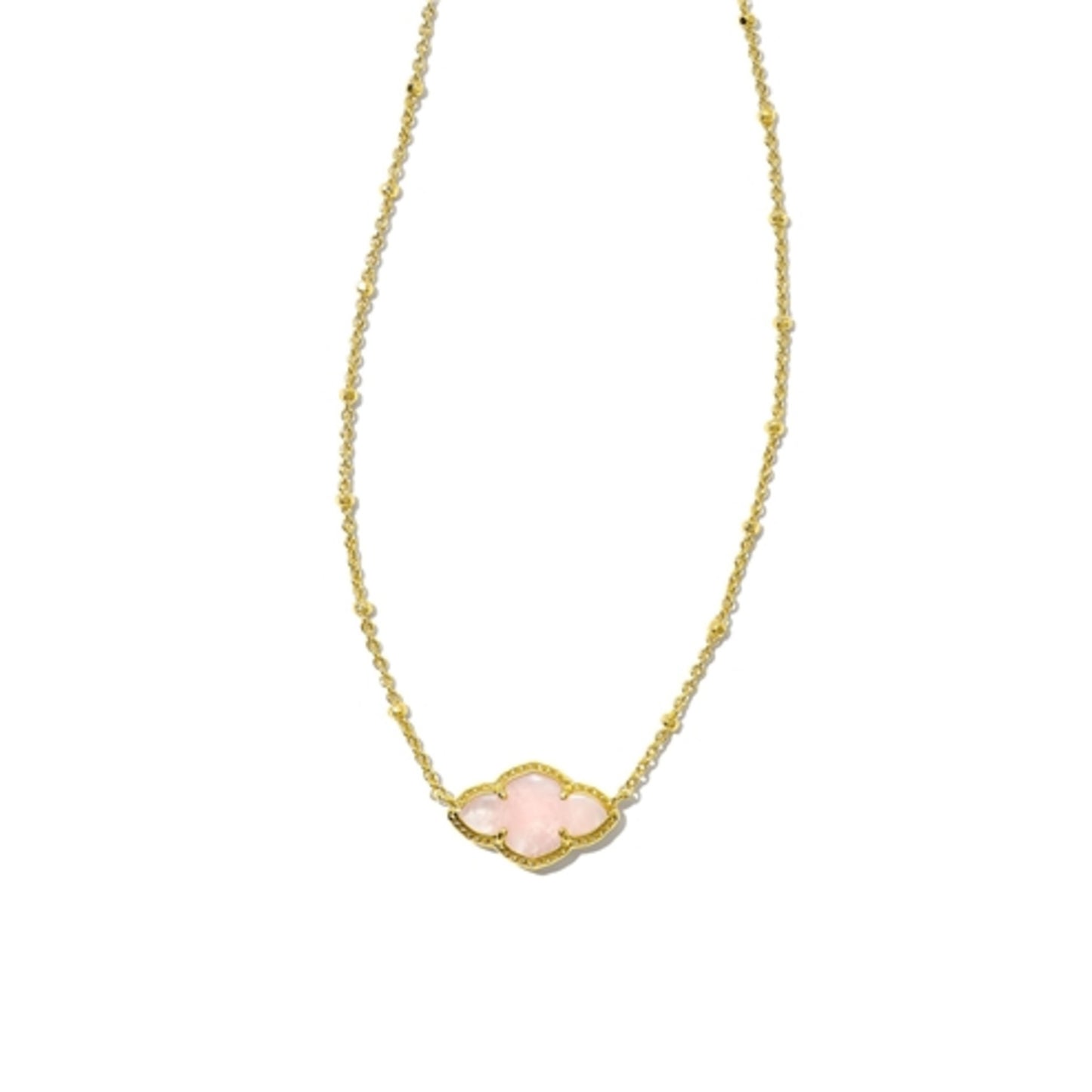 ABBIE PENDANT NECKLACE, GOLD ROSE QUARTZ