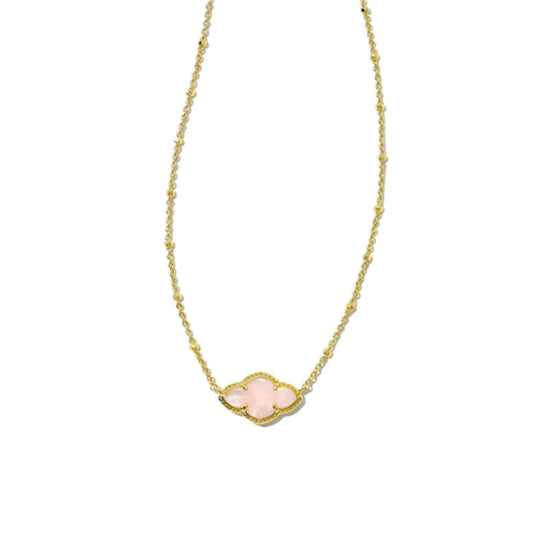ABBIE PENDANT NECKLACE, GOLD ROSE QUARTZ