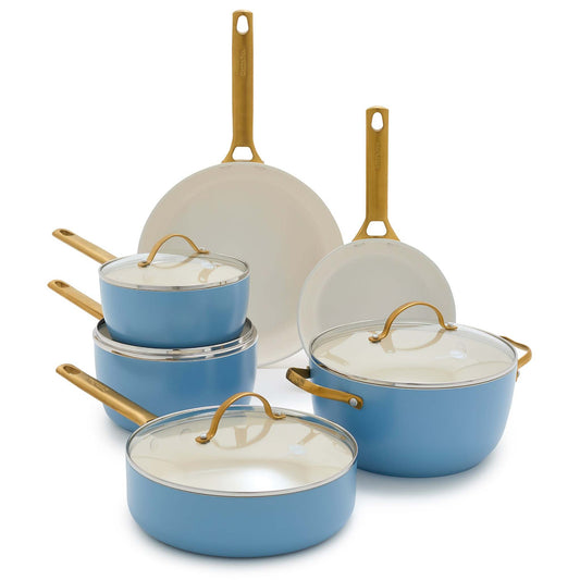 RESERVE CERAMIC NONSTICK 10PC COOKWARE SET SKY