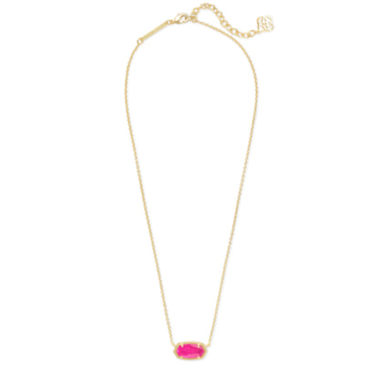 ELISA SHORT PENDANT NECKLACE, GOLD/AZALEA