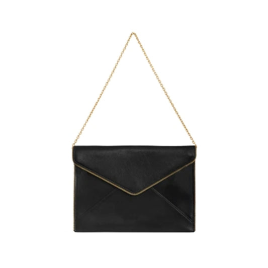 Leo Clutch with Chain Strap, Black