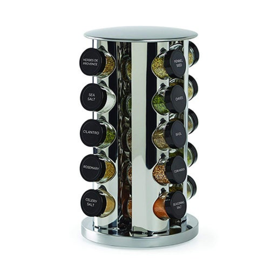 20 JAR STAINLESS REVOLVING COUNTERTOP SPICE RACK
