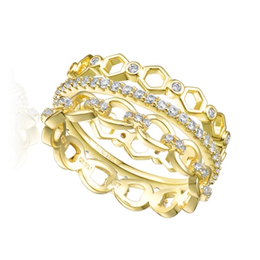 14K YELLOW GOLD LUXURY STATEMENT RING, GOLD, 6"