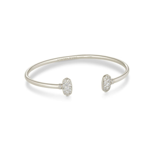 Grayson Crystal Cuff Bracelet, Rhodium Metal White CZ