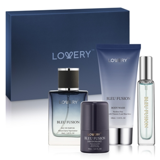 BLEU FUSION BATH AND BODY CARE, BLUE, SILVER, 4 PIECES
