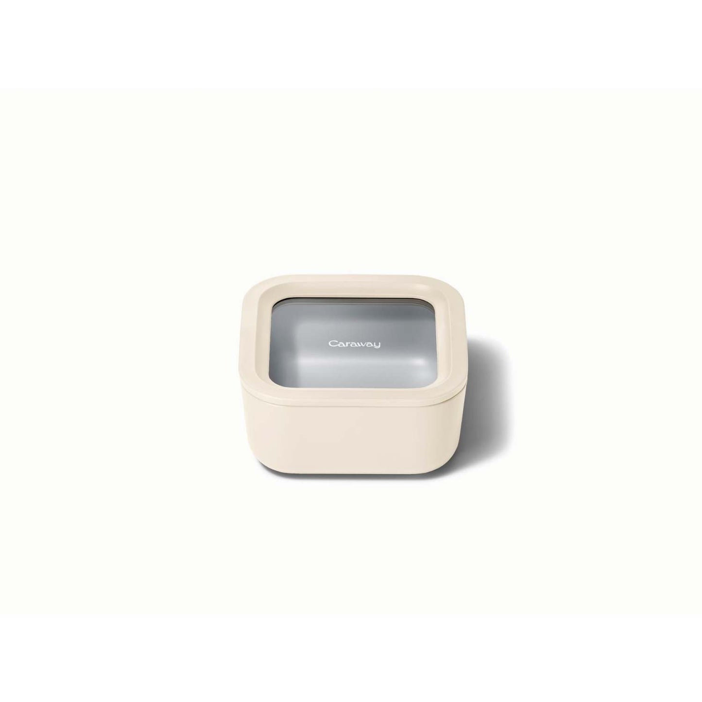 4.4 CUP GLASS FOOD CONTAINER SQUARE SHAPE W/ LID CREAM
