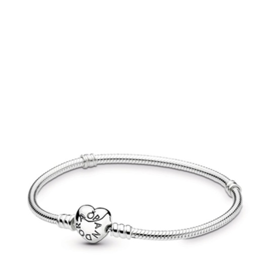 MOMENTS HEART CLASP SNAKE CHAIN BRACELET, STERLING SILVER, 8.3"