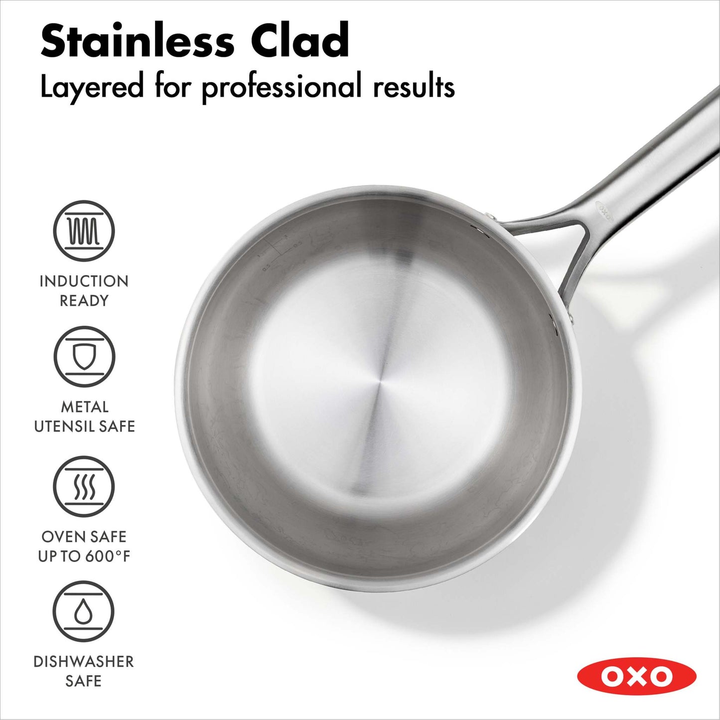 MIRA TRI-PLY STAINLESS STEEL 3.57QT CHEF'S PAN