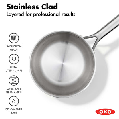 MIRA TRI-PLY STAINLESS STEEL 3.57QT CHEF'S PAN