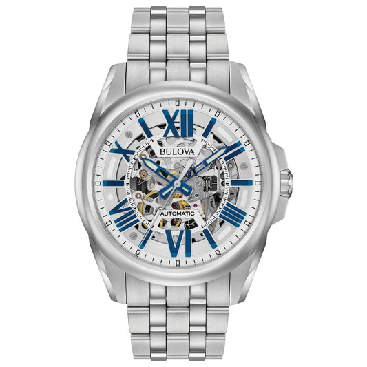 MENS AUTOMATIC STAINLESS STEEL WATCH SKELETON DIAL