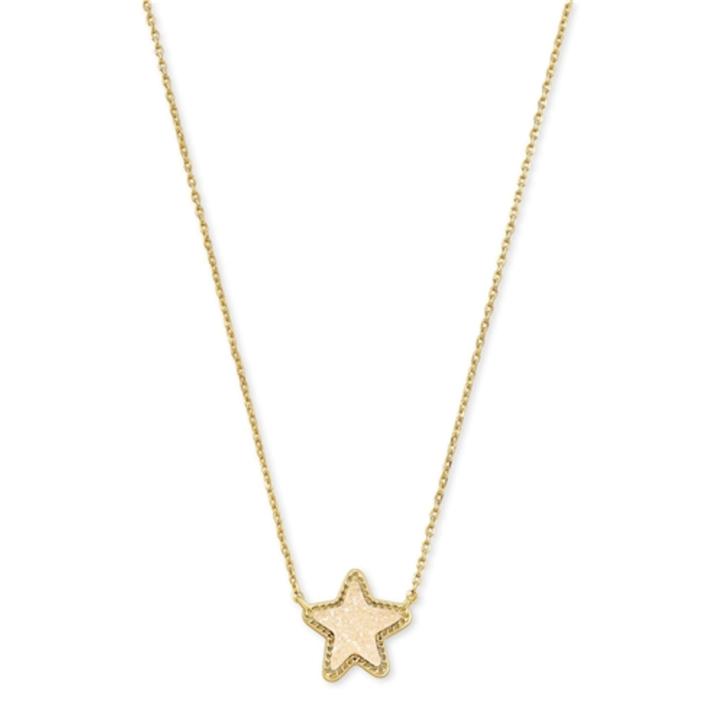 JAE STAR SHORT PENDANT, GOLD IRIDESCENT DRUSY
