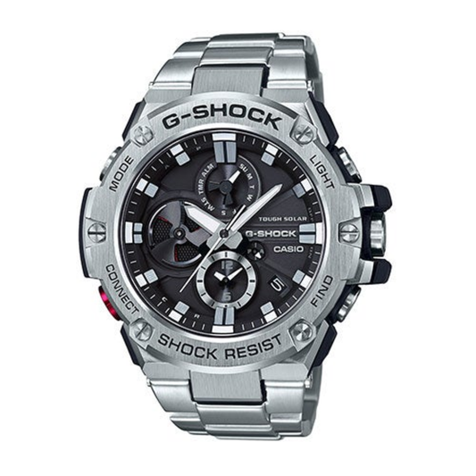 MENS G-STEEL MOBILE LINK SILVER-TONE WATCH BLACK DIAL