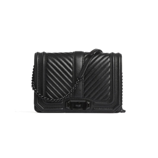 Chevron Quilted Small Crossbody, Black