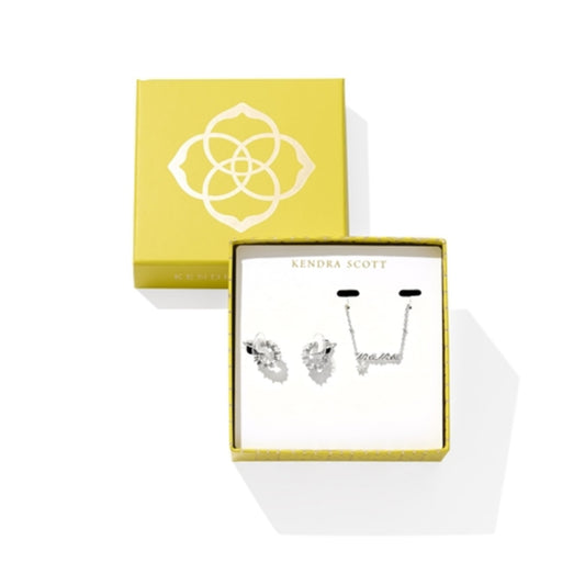 Mama & Cailin Gift Set, Silver/White Crystal