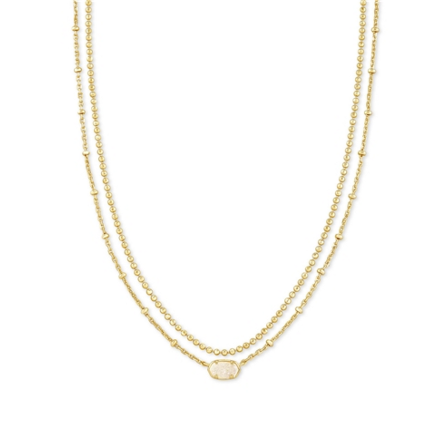 EMILIE MULTI STRAND NECKLACE GOLD, GOLD IRIDESCENT DRUSY