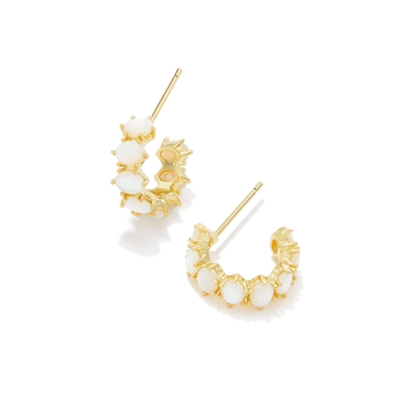 CAILIN CRYSTAL HUGGIE EARRINGS, GOLD IVORY MOTHER OF PEARL