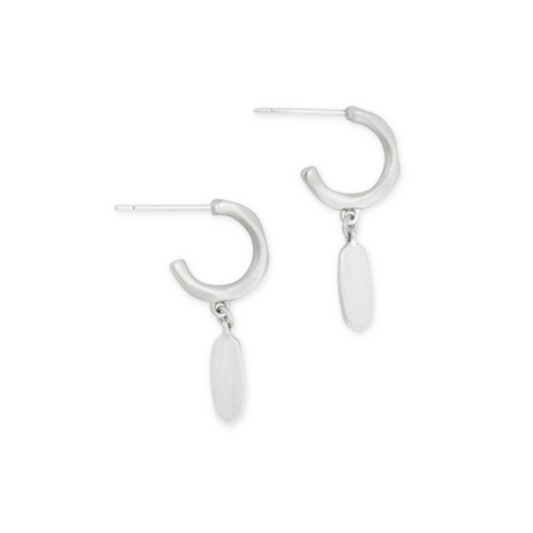 KENDRA SCOTT FERN HUGGIE BRIGHT SILVER EARRINGS
