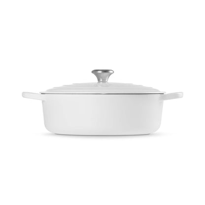 6.75QT SIGNATURE CAST IRON ROUND WIDE OVEN WHITE