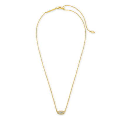 GRAYSON CRYSTAL PENDANT NECKLACE, GOLD METAL WHITE CZ