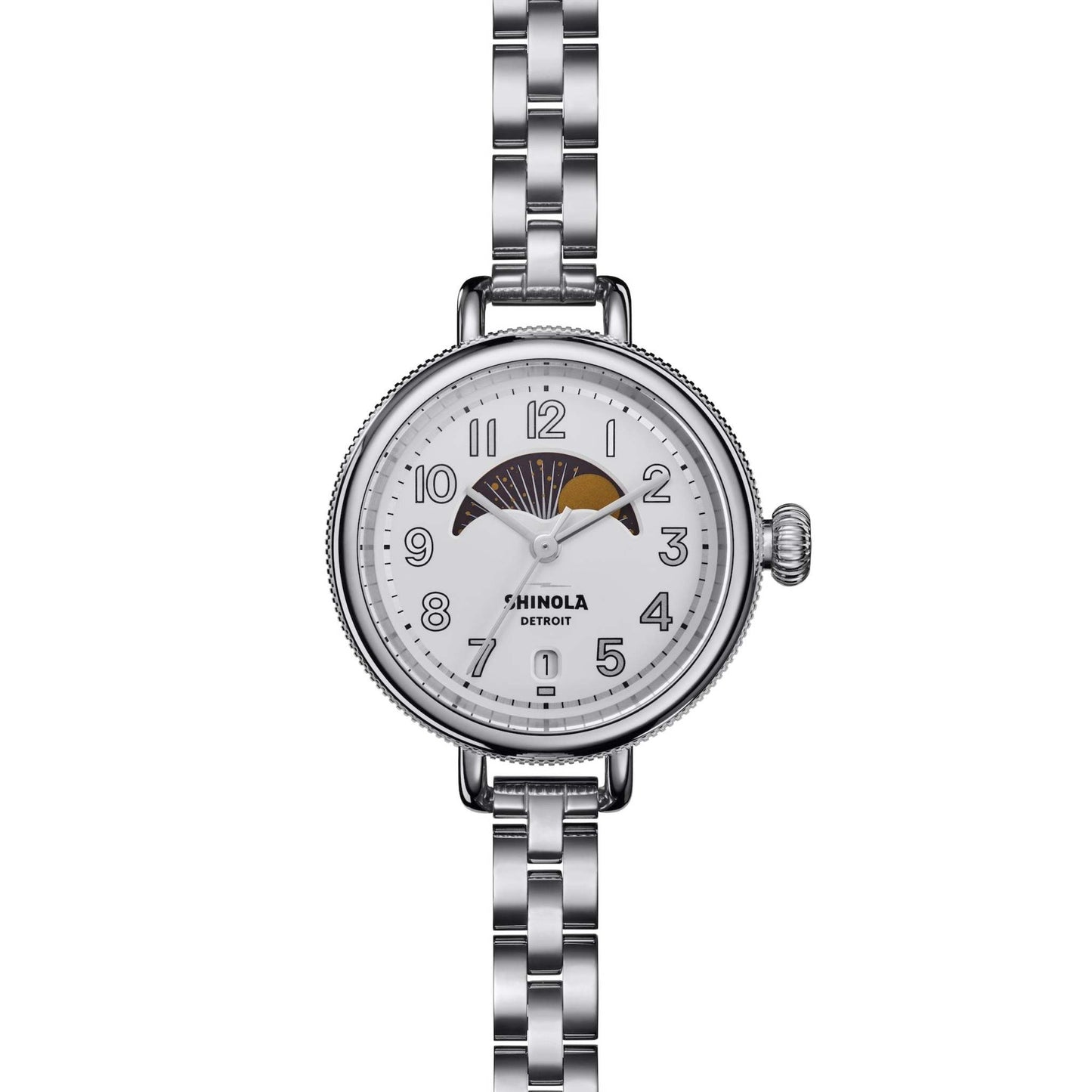 LADIES' BIRDY MOON PHASE STAINLESS STEEL WATCH