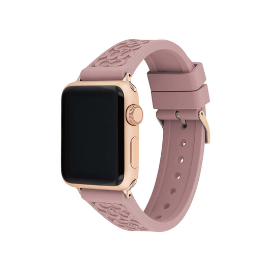 BLUSH RUBBER APPLE WATCH STRAP W/ C LOGOS 38MM & 40MM