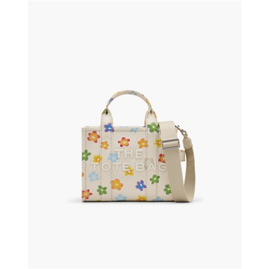 THE WILD DAISY CANVAS SMALL TOTE BAG, WHITE MULTI