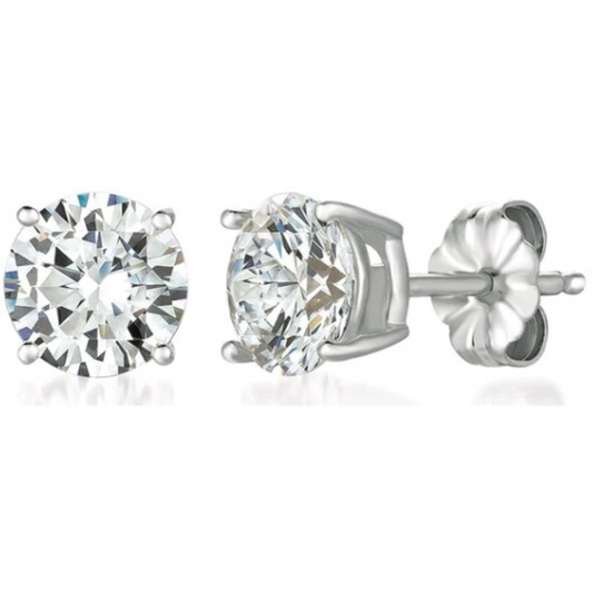 CRISLU SOLITAIRE BRILLIANT STUD EARRINGS FINISHED IN PURE PLATINUM