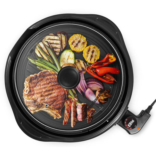 11" NONSTICK ELECTRIC INDOOR GRILL W/ GLASS LID