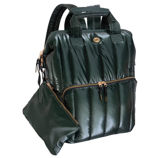 METALLIC QUILTED BACKPACK, EMERALD, 18"