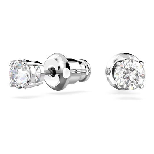 SWAROVSKI STILLA ATTRACT STUD EARRINGS ROUND CUT, WHITE, RHODIUM PLATED
