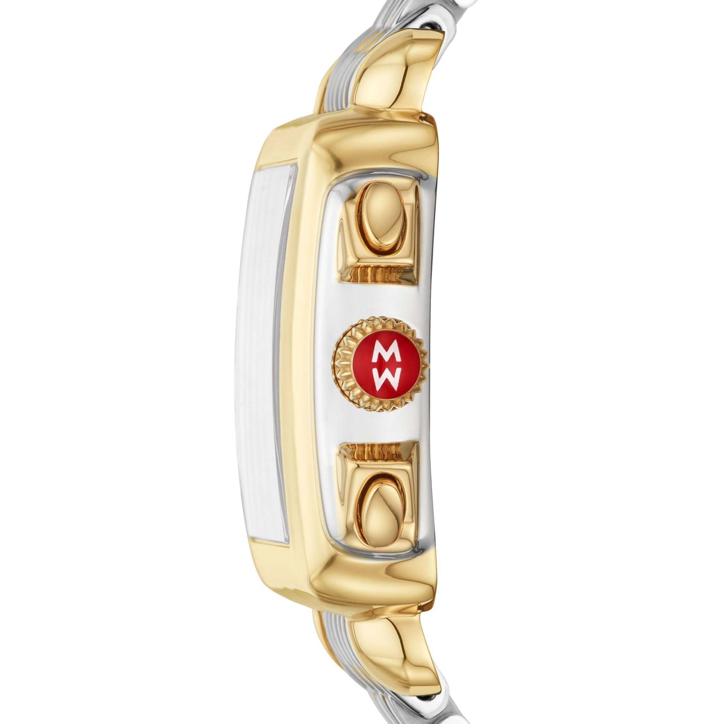 LADIES DECO TWO-TONE 18K DIAMOND WATCH MOTHER-OF-PEARL DIAL