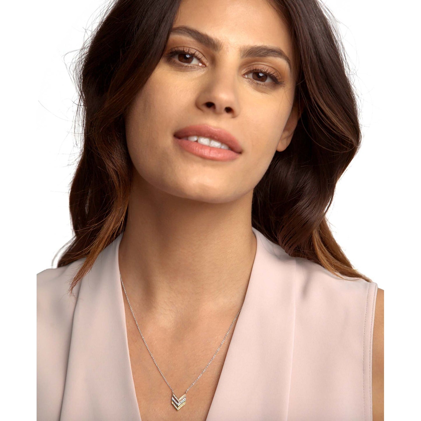 DIAMOND STERLING TRIPLE V NECKLACE