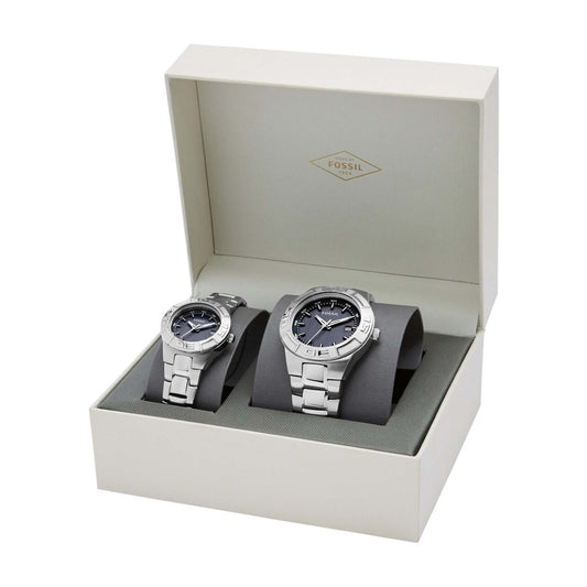 HIS AND HERS STAINLESS STEEL WATCH GIFT SET