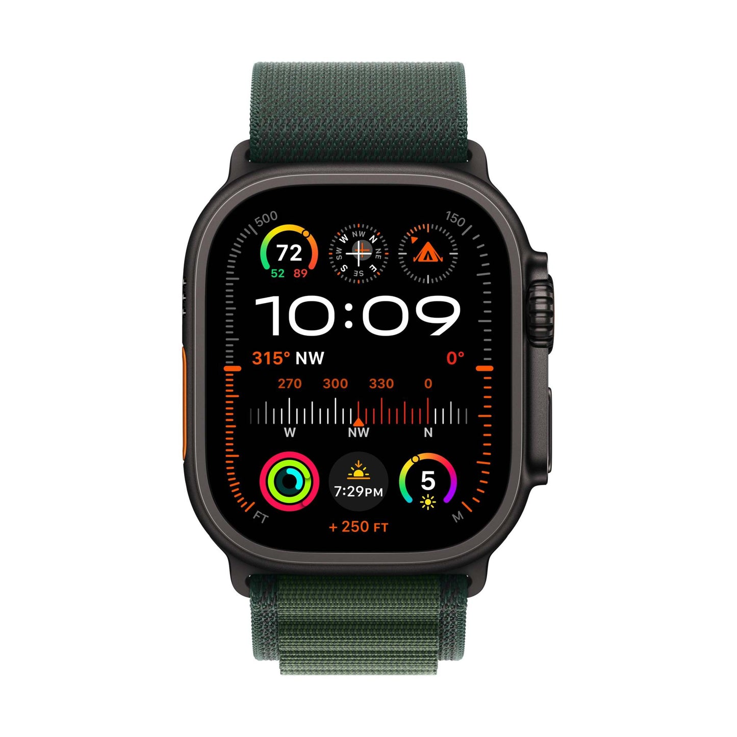 WATCH ULTRA 2 GPS + CELLULAR 49MM BLACK TITAN CASE W/ SM DARK GREEN ALPINE LOOP