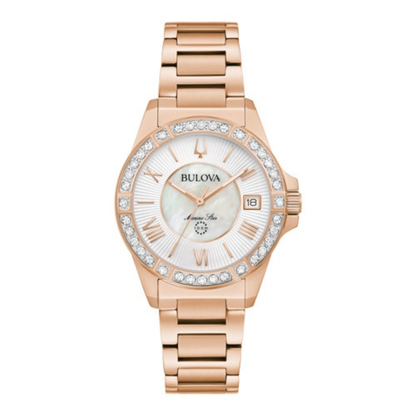 LADIES' MARINE STAR SERIES L DIAMOND ROSE GOLD-TONE SS WATCH, WHITE MOP DIAL